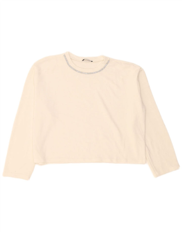 Top corto oversize da donna Zara a maniche lunghe UK 14 bianco medio