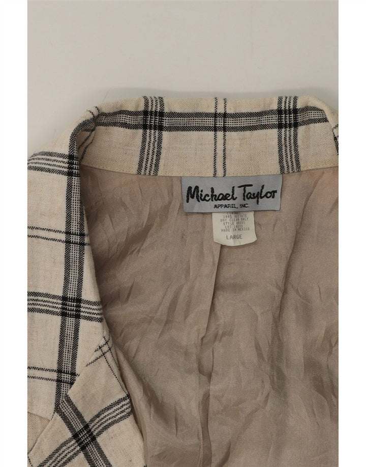 Giacca blazer lunga oversize da donna Michael Taylor UK 16 Large Beige