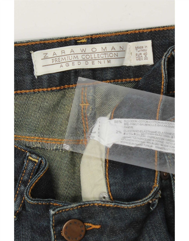 Jeans slim invecchiati da donna Zara EU 40 medio W30 L31 cotone blu navy