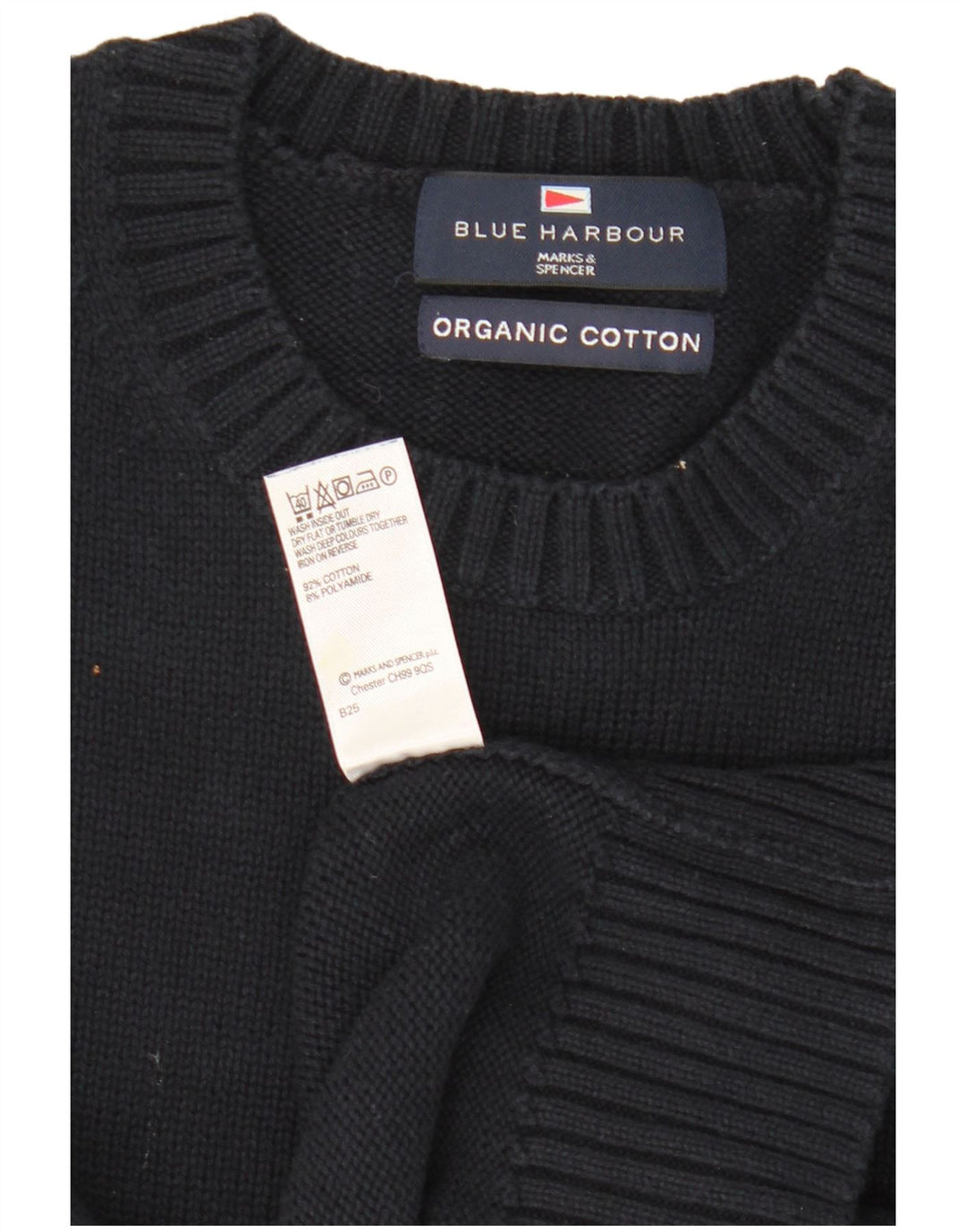Maglione maglione girocollo da uomo Marks & Spencer blu Harbour piccolo blu navy