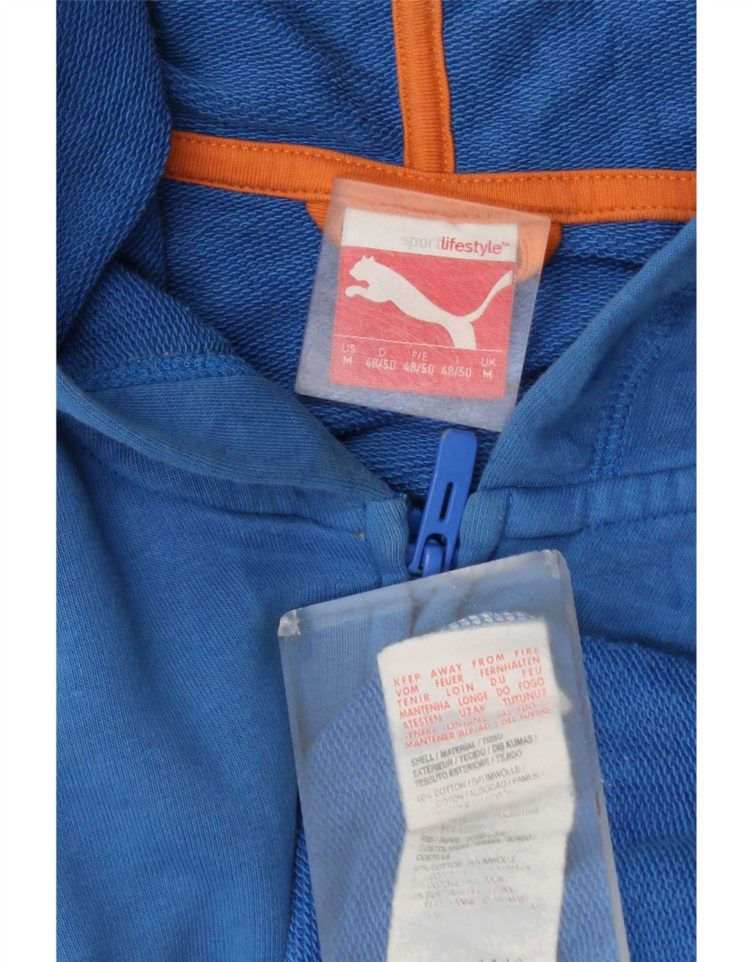 Felpa con cappuccio e zip grafica Puma da uomo in cotone blu medio