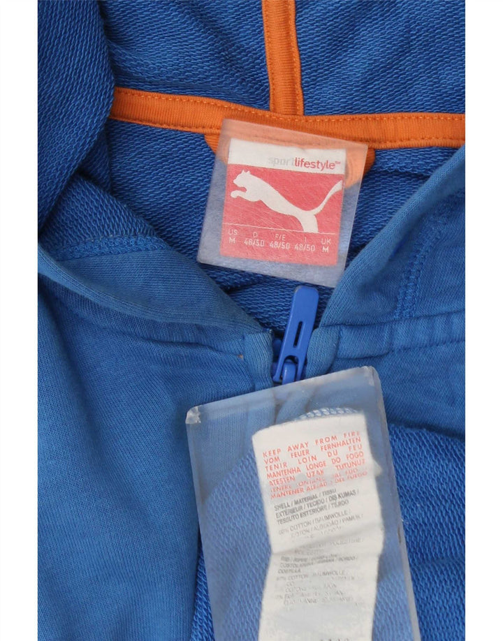 Felpa con cappuccio e zip grafica Puma da uomo in cotone blu medio