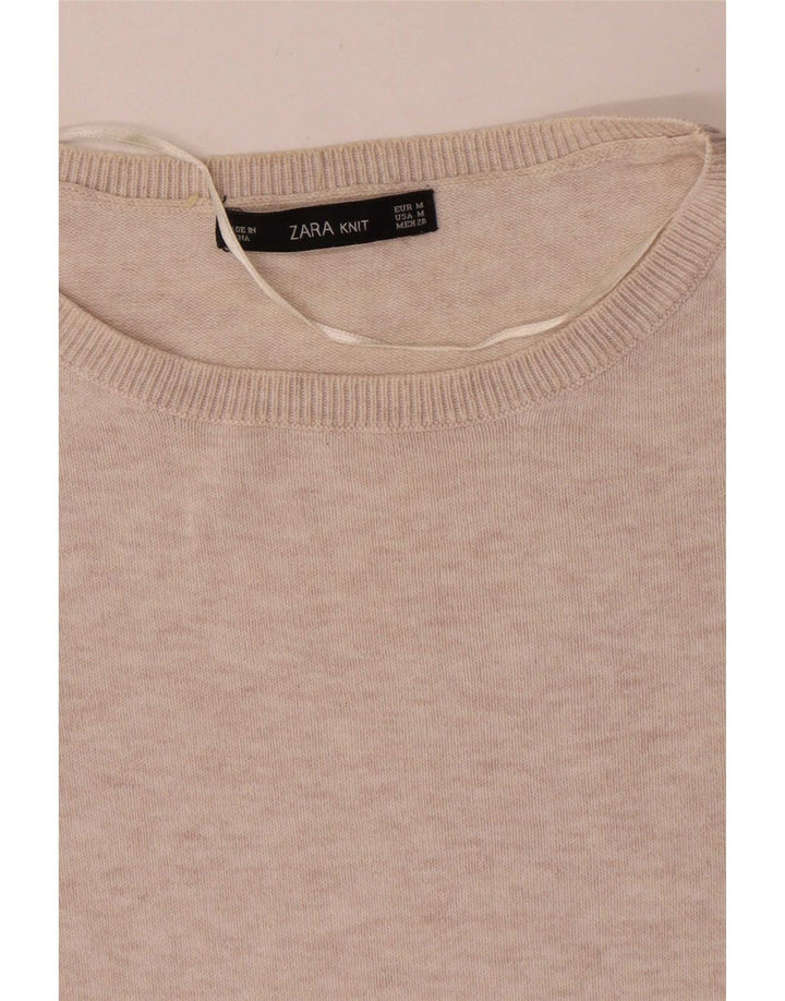 Maglione maglione oversize con scollo a barca da donna Zara UK 14 Beige medio