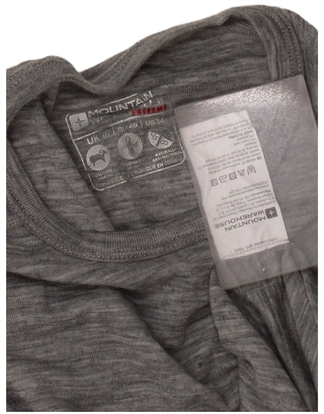 Mountain Warehouse Top da donna a maniche lunghe UK 18 XL Lana merino grigia
