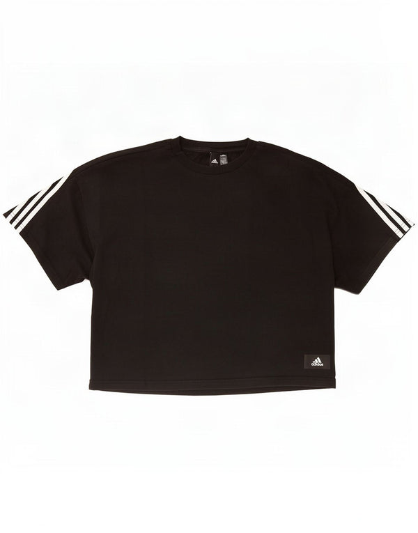 T-shirt corta da donna Adidas UK 12/14 cotone nero medio