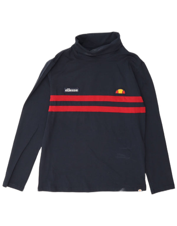 Maglia da donna Ellesse a maniche lunghe UK 16 Large Blu Navy Colourblock Cotton