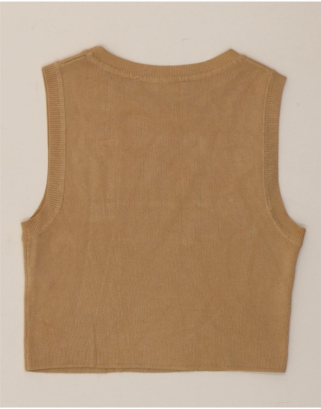 Canotta corta da donna Zara UK 12 in viscosa marrone medio