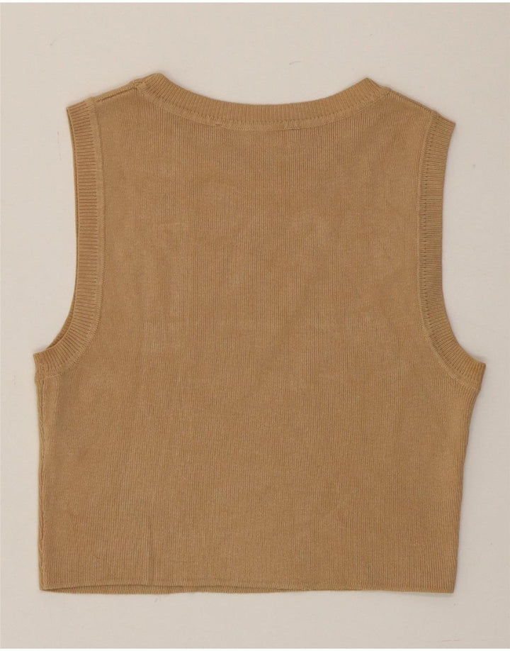 Canotta corta da donna Zara UK 12 in viscosa marrone medio