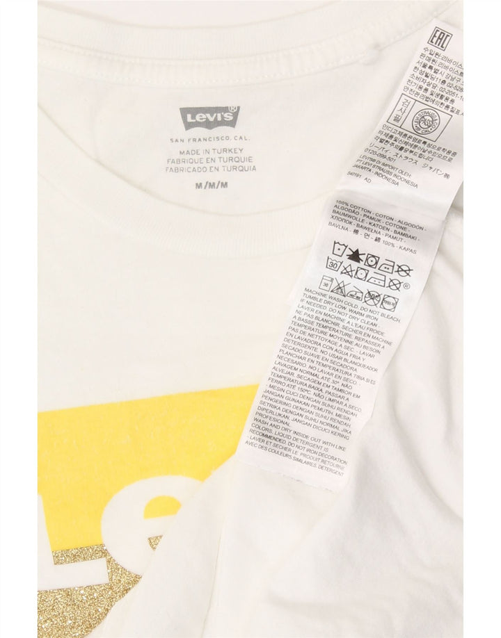 T-shirt grafica da donna Levi's Top UK 14 cotone bianco medio
