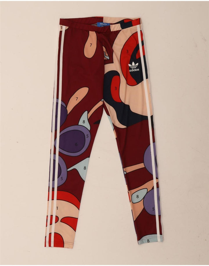 Leggings Adidas da donna Rita Ora modello astratto UK 10 piccolo bordeaux