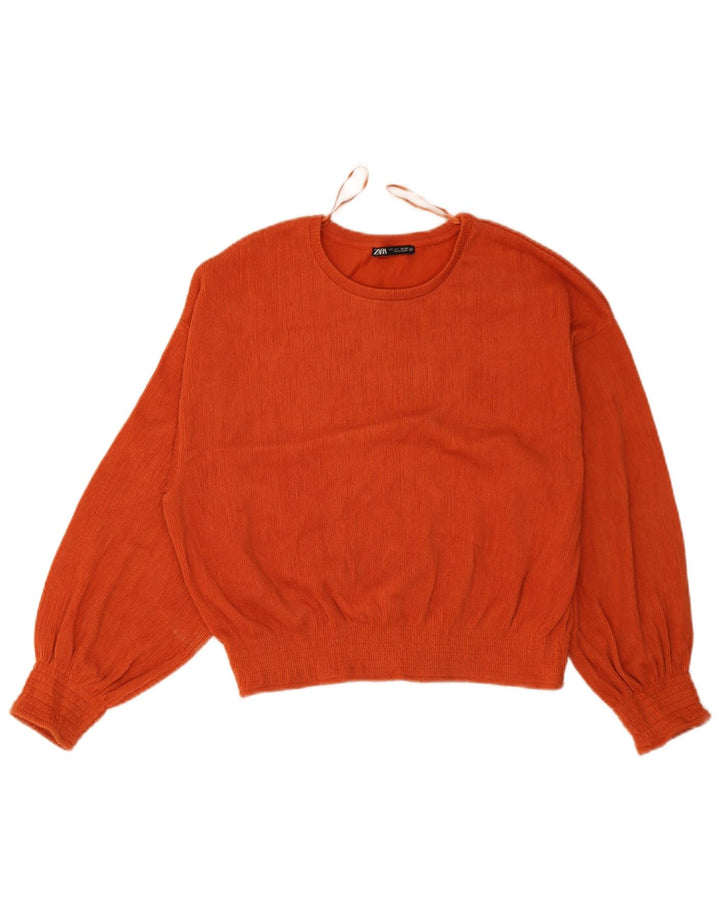 Camicetta oversize a maniche lunghe da donna Zara UK 10 Small Arancione Poliestere
