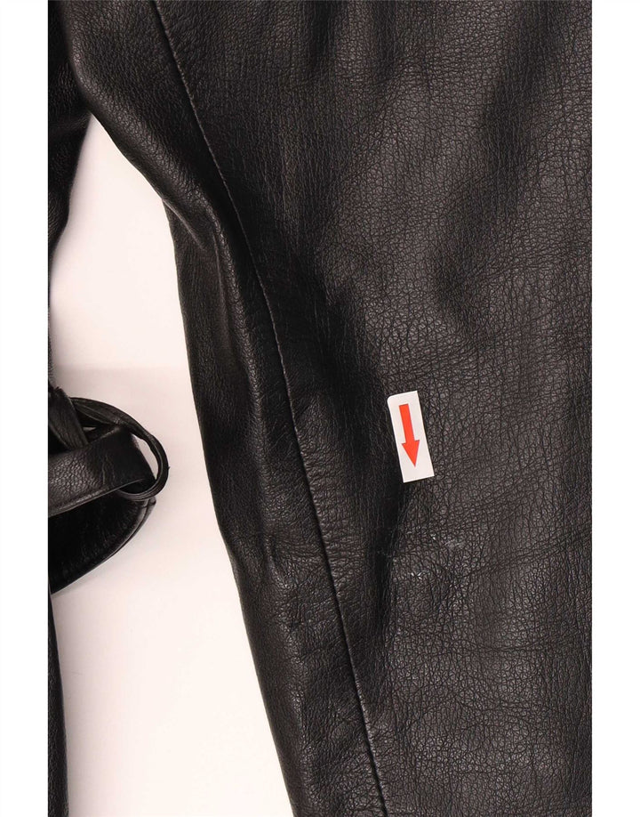 Giacca in pelle doppio petto da donna Madeleine UK 12 media nera