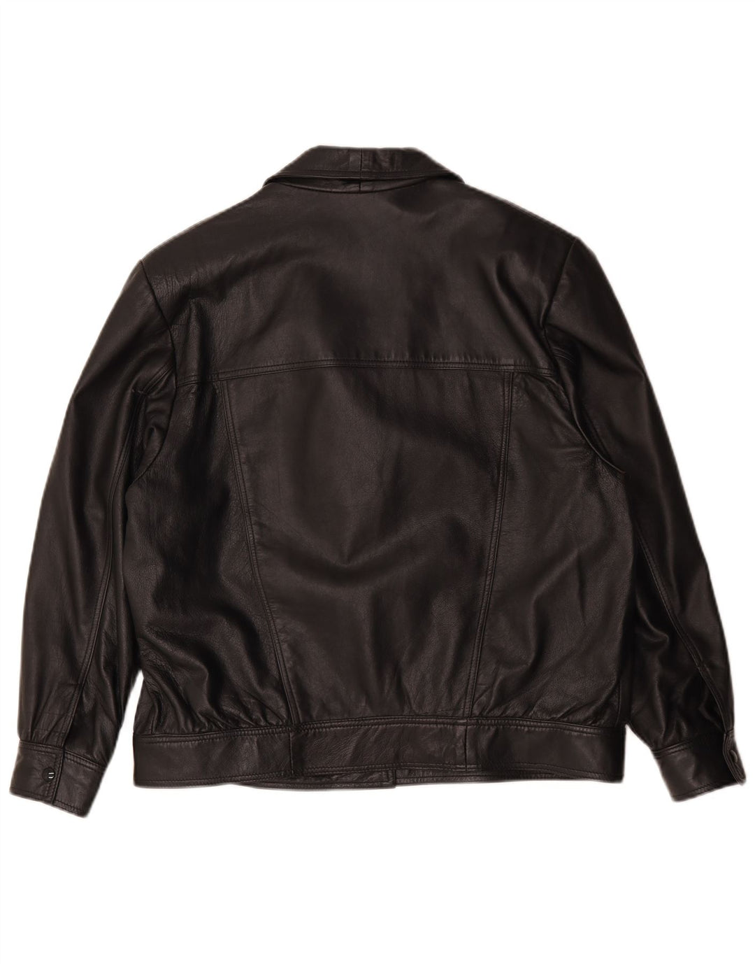 Giacca in pelle bomber vintage da donna UK 18 XL nera