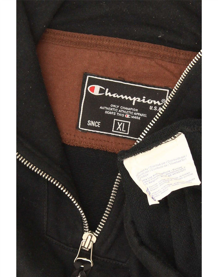 Felpa Champion da uomo con zip e collo, maglione XL, cotone nero