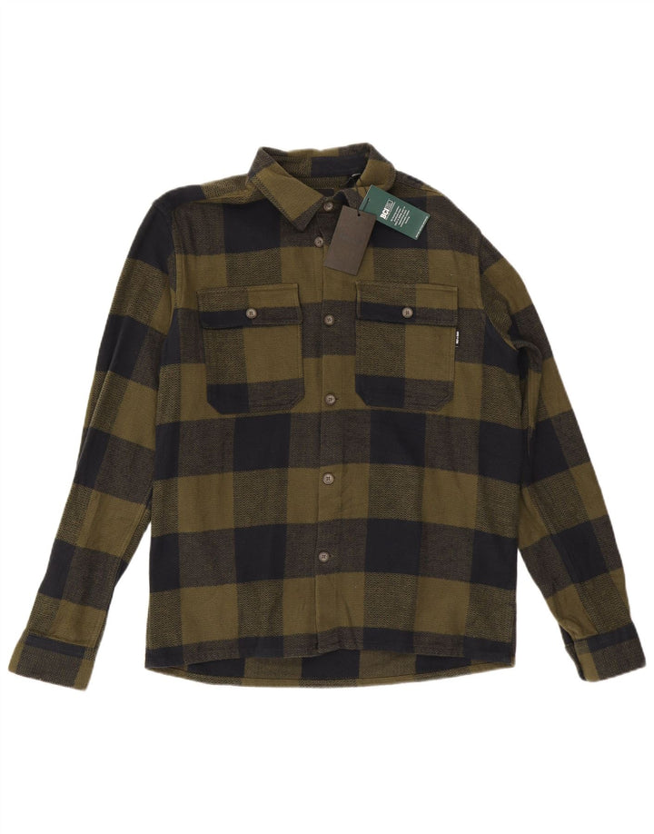 Only & Sons Camicia da uomo in flanella con motivo a quadri kaki medio
