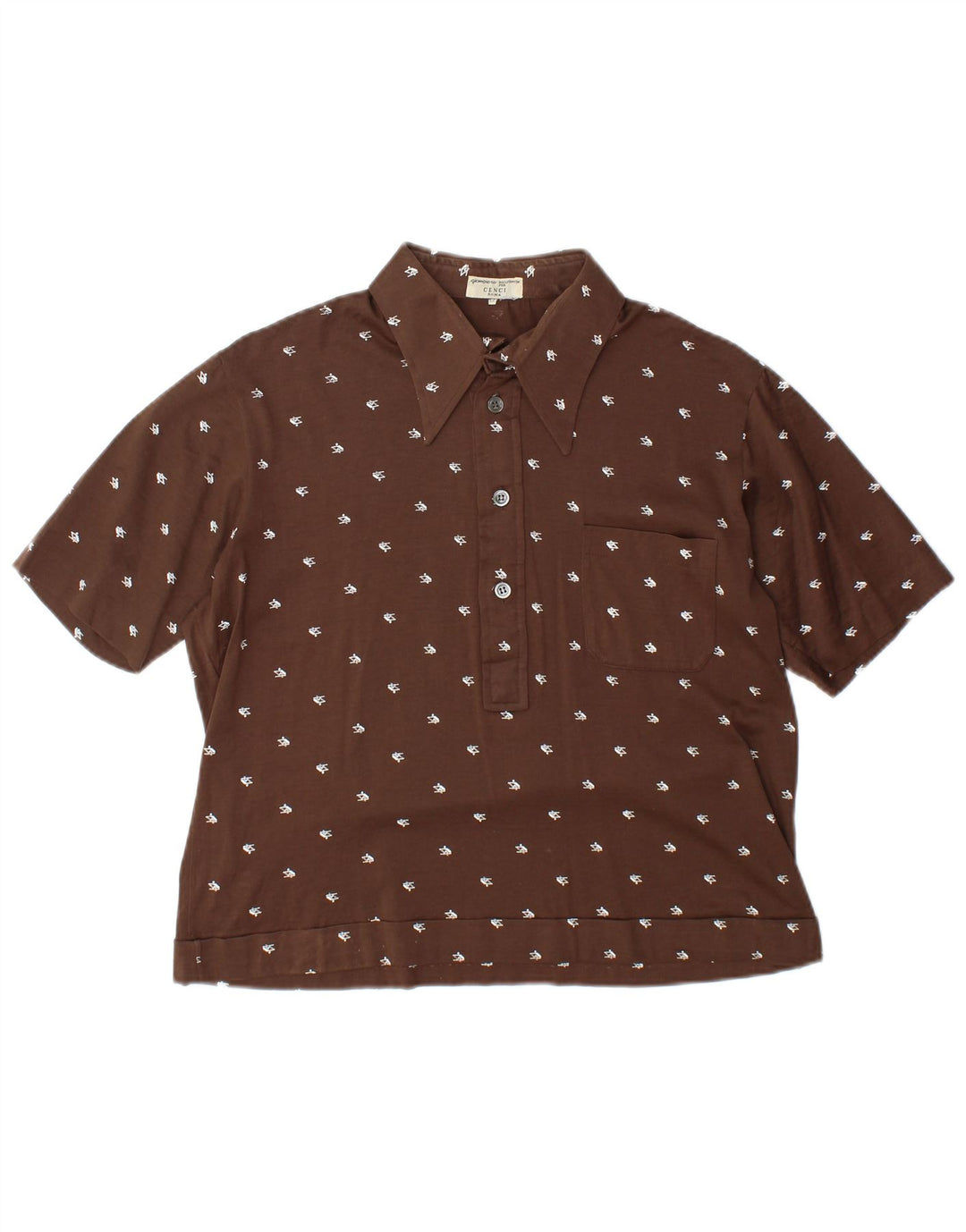 Camicia pullover a maniche corte da donna VINTAGE IT 52 2XL Marrone geometrico