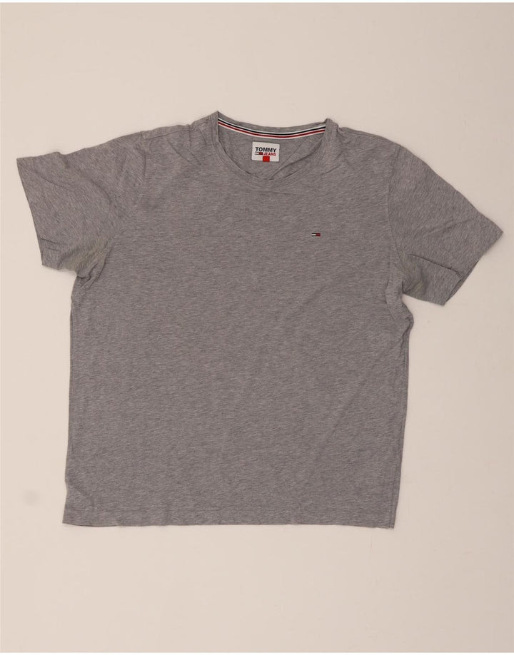 TOMMY HILFIGER Mens T-Shirt Top Large Grey Cotton Vintage Tommy Hilfiger and Second-Hand Tommy Hilfiger from Messina Hembry 
