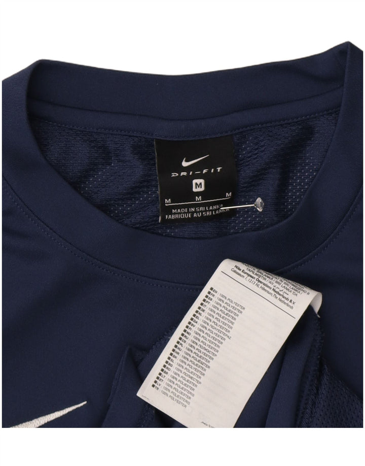 T-shirt Nike da uomo Dri Fit, top in poliestere color block medio blu navy