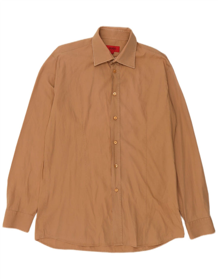 Camicia da uomo Hugo Boss Large in cotone marrone