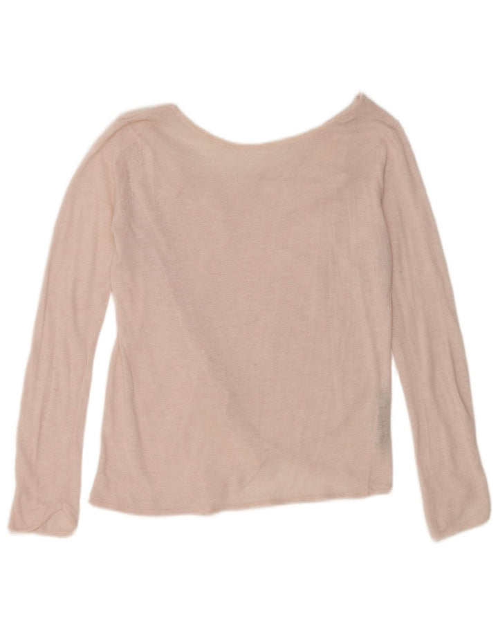Maglione maglione con scollo a barca da donna Zara UK 12 Poliestere rosa medio