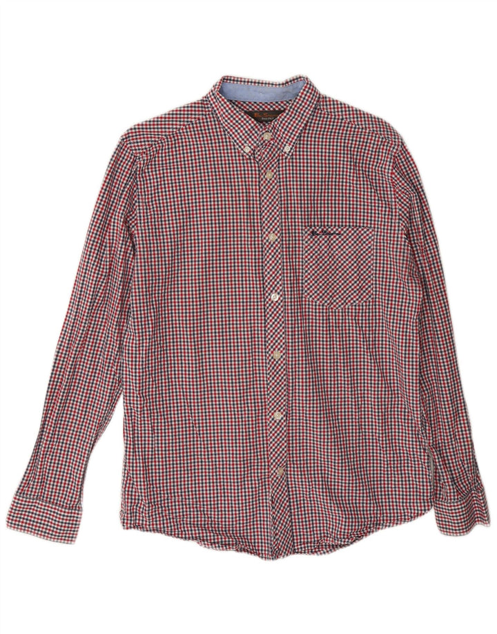 Camicia da uomo vestibilità regolare Ben Sherman in cotone a quadretti rosso medio