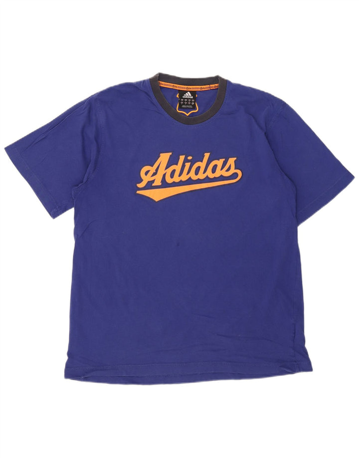 T-shirt grafica da uomo Adidas Top in cotone blu medio
