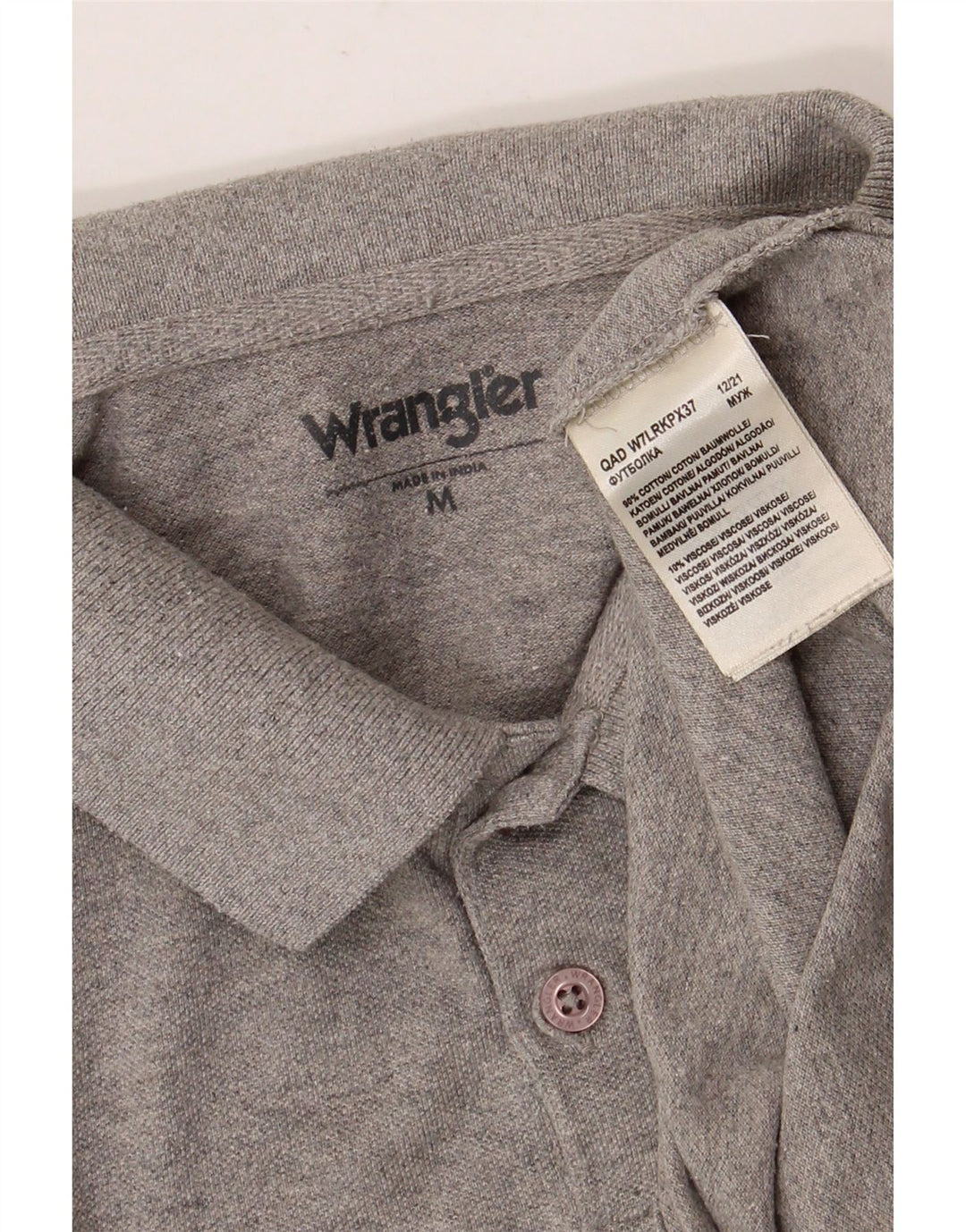 Polo da uomo WRANGLER in cotone screziato grigio medio