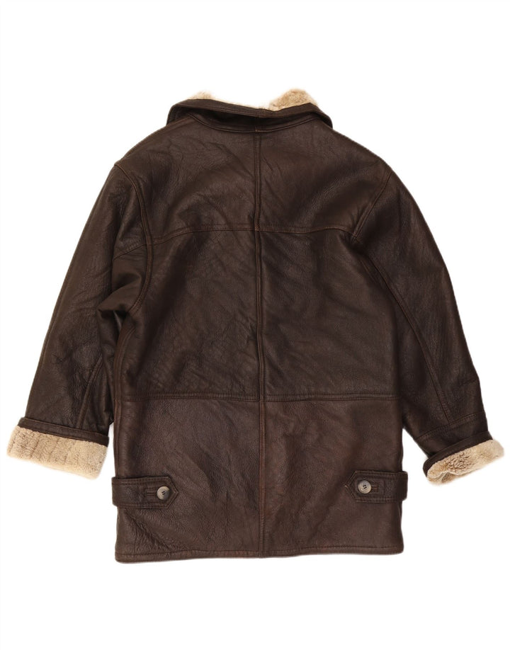 Cappotto in shearling vintage da donna EU 38 Pelle di pecora marrone medio