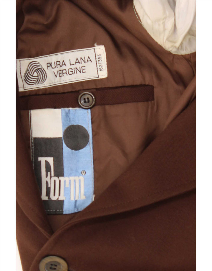 Giacca blazer vintage da uomo a 2 bottoni UK 36 piccola lana vergine marrone