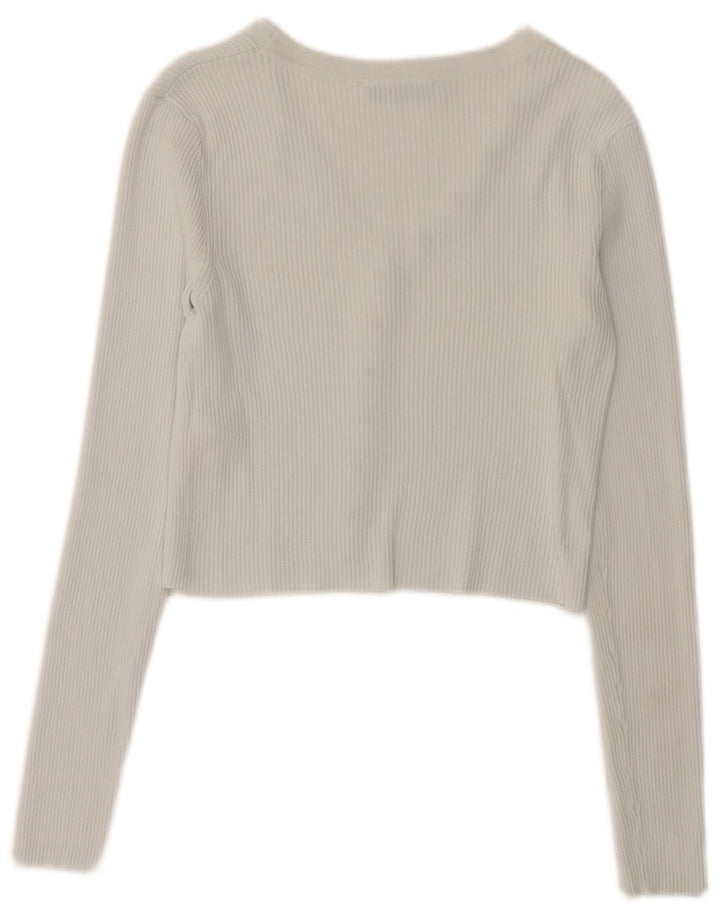 Top cardigan corto da donna Zara UK 10 piccolo bianco in poliammide