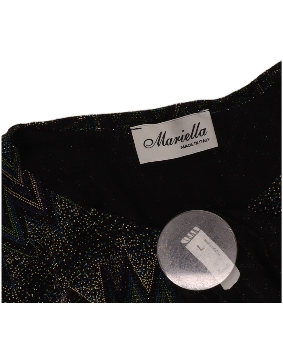 Top camicetta a maniche lunghe da donna vintage UK 16 Grande Chevron multicolore
