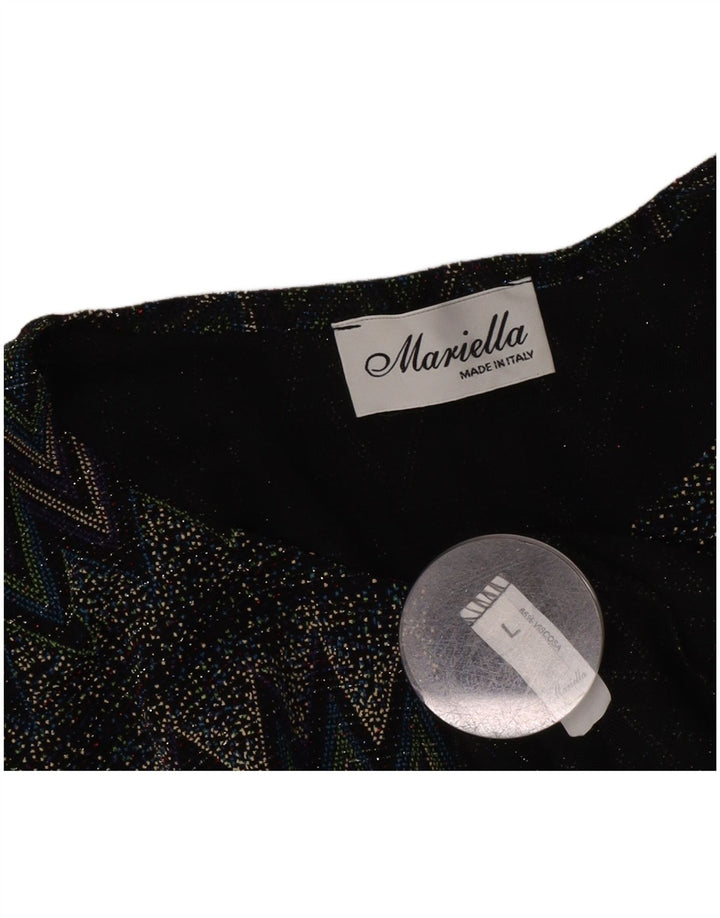 Top camicetta a maniche lunghe da donna vintage UK 16 Grande Chevron multicolore