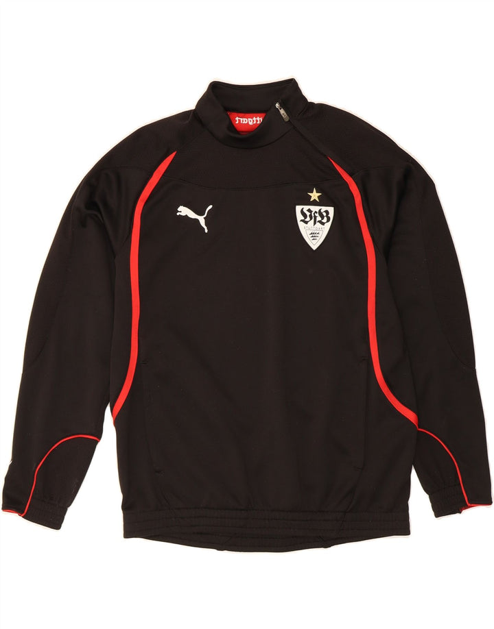 PUMA Boys Zip Neck Pullover Tracksuit Top 13-14 Years XL  Black Polyester Vintage Puma and Second-Hand Puma from Messina Hembry 