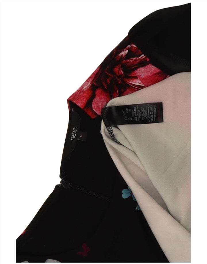 Abito a trapezio da donna a maniche lunghe UK 14 Grande poliestere floreale nero