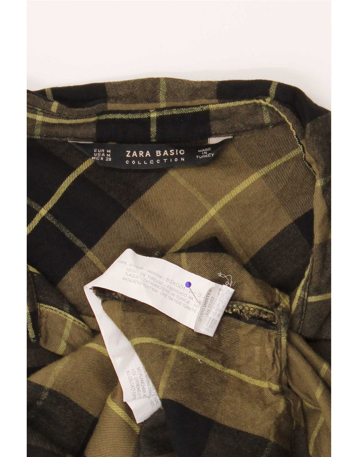 Camicia in flanella da donna Zara UK 14 Viscosa a quadri verde medio
