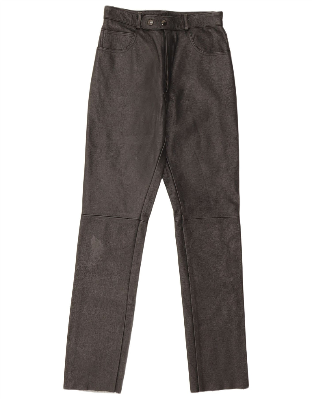 Pantaloni dritti in pelle vintage da donna W26 L32 neri