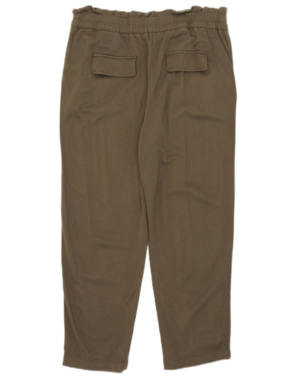 Pantaloni chino affusolati a vita alta da donna Zara XL W32 L27 viscosa kaki