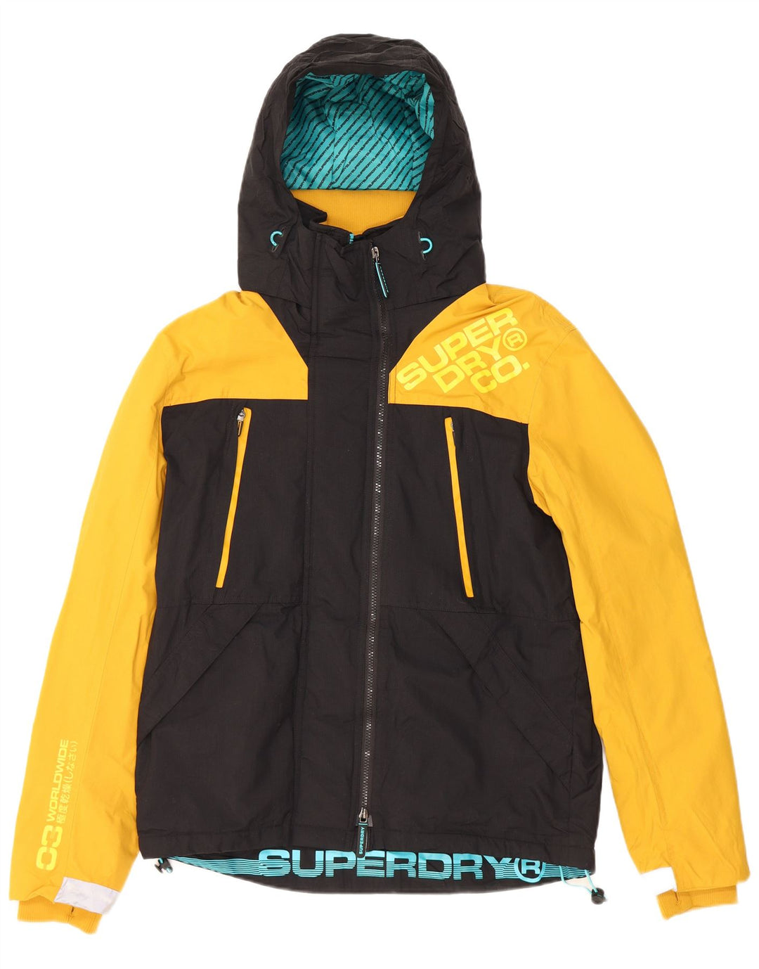 Giacca a vento con grafica da uomo SUPERDRY UK 38 Medium Black Colourblock