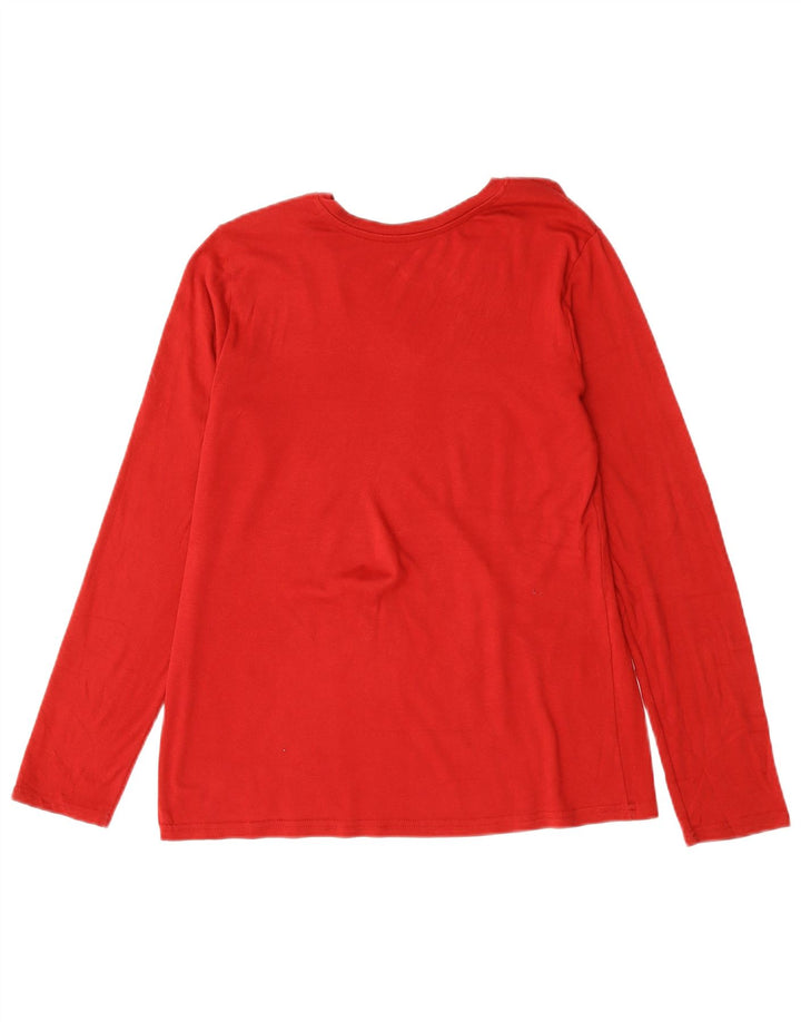 Eddie Bauer Top da donna a maniche lunghe UK 16 Large Rosso Cotone