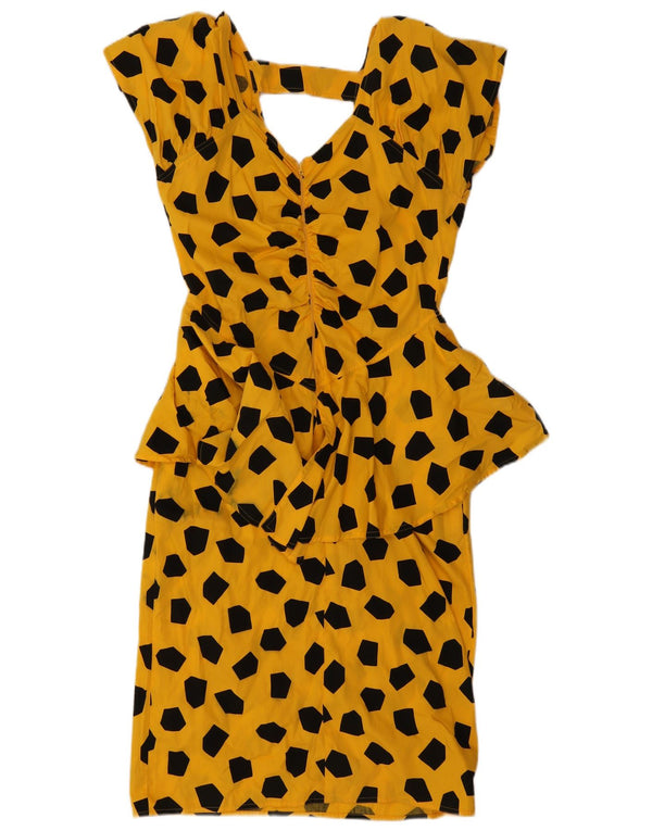 Abito peplo senza maniche da donna Selene UK 14 Cotone geometrico giallo medio