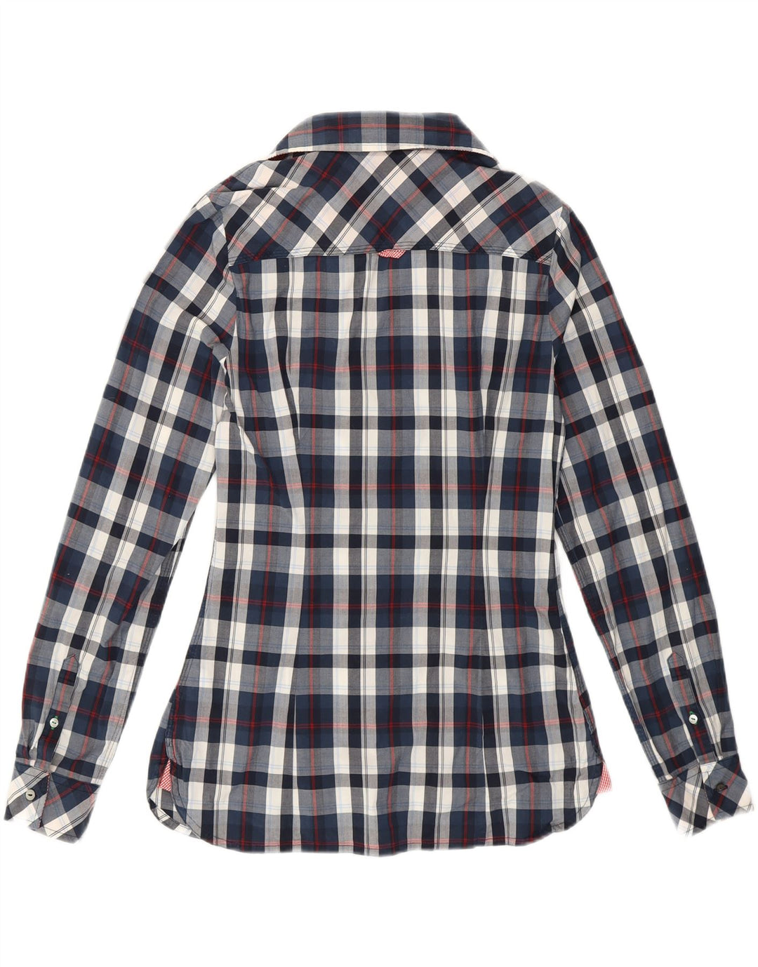 TOMMY HILFIGER Womens Stretch Shirt US 8 Medium Navy Blue Check Vintage Tommy Hilfiger and Second-Hand Tommy Hilfiger from Messina Hembry 