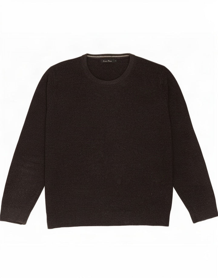 Maglione da uomo girocollo James Pringle in lana d'agnello nera media
