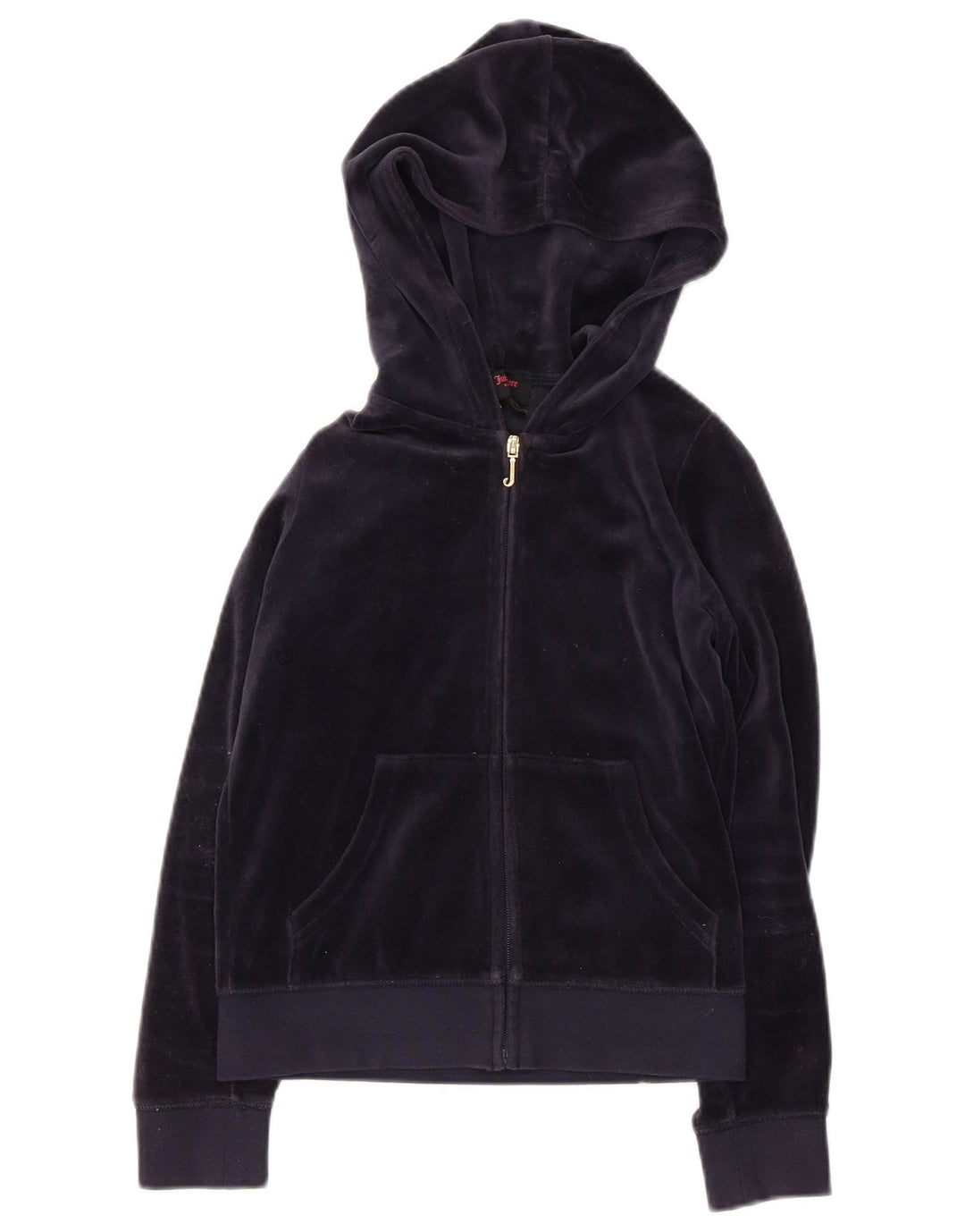 JUICY COUTURE Felpa con cappuccio con zip grafica per ragazze 9-10 anni in cotone blu navy