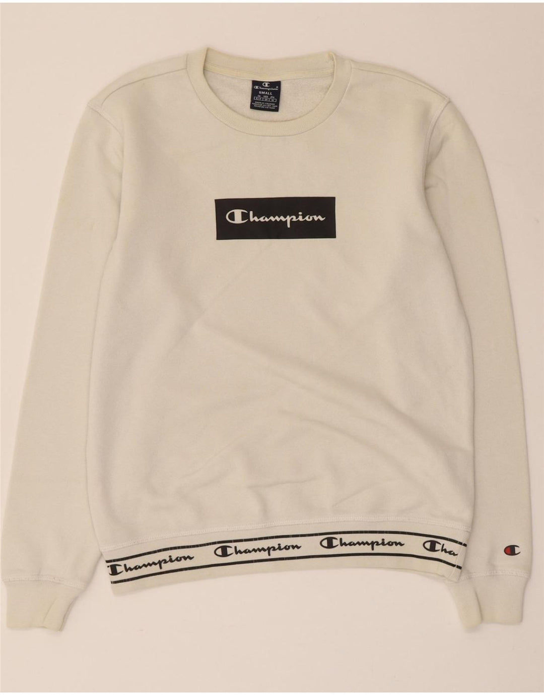 CHAMPION Felpa con grafica da uomo Maglione piccolo in cotone bianco