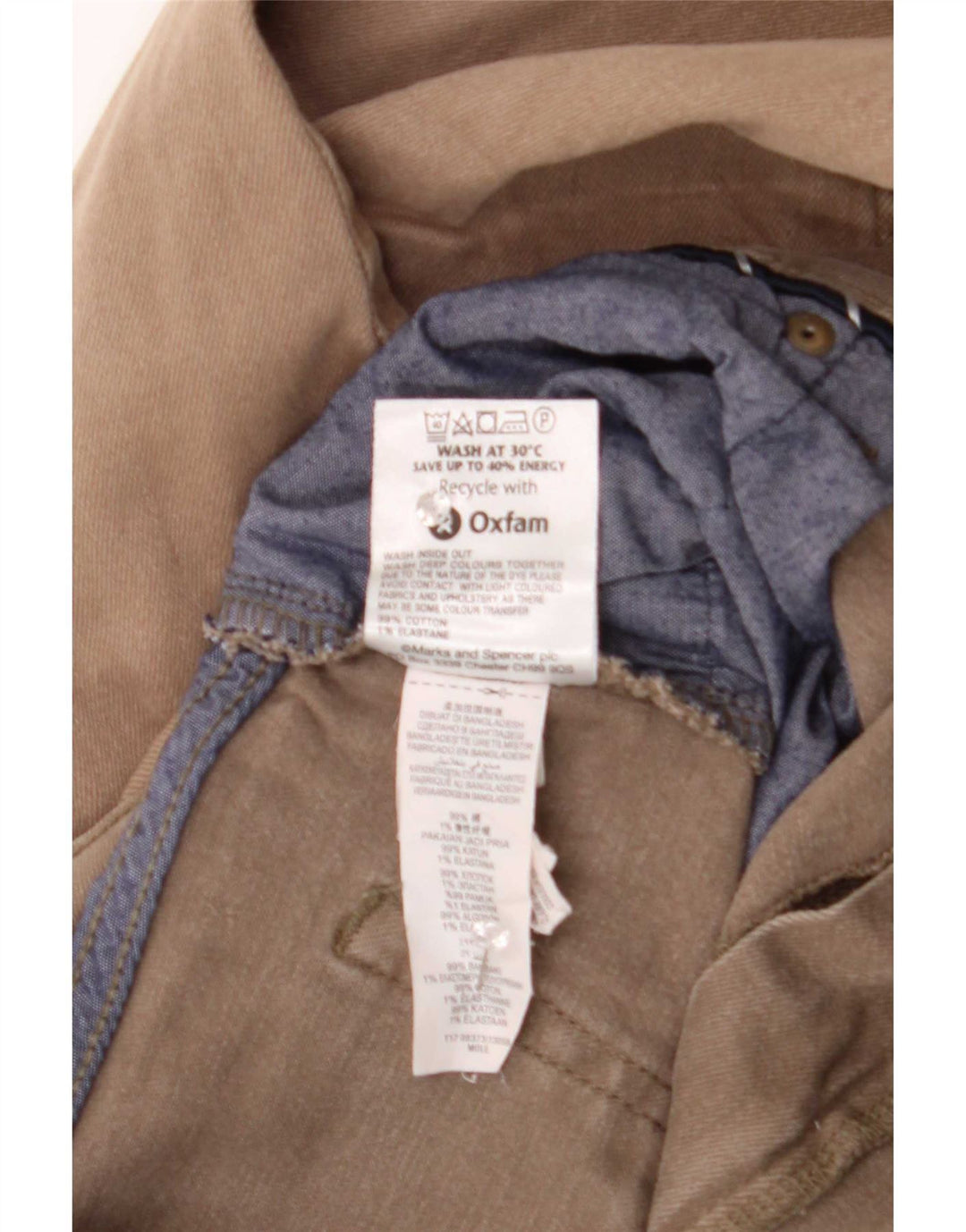 Jeans dritti da uomo Marks & Spencer W38 L31 cotone marrone