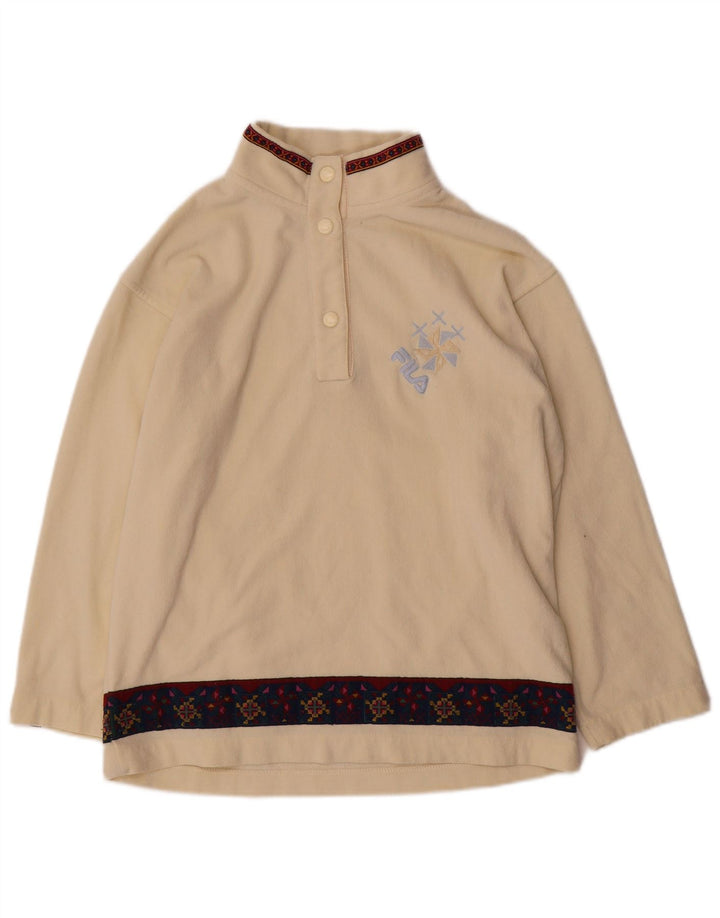 Maglione in pile da donna Fila con bottoni e collo IT 44 Beige medio Fair Isle