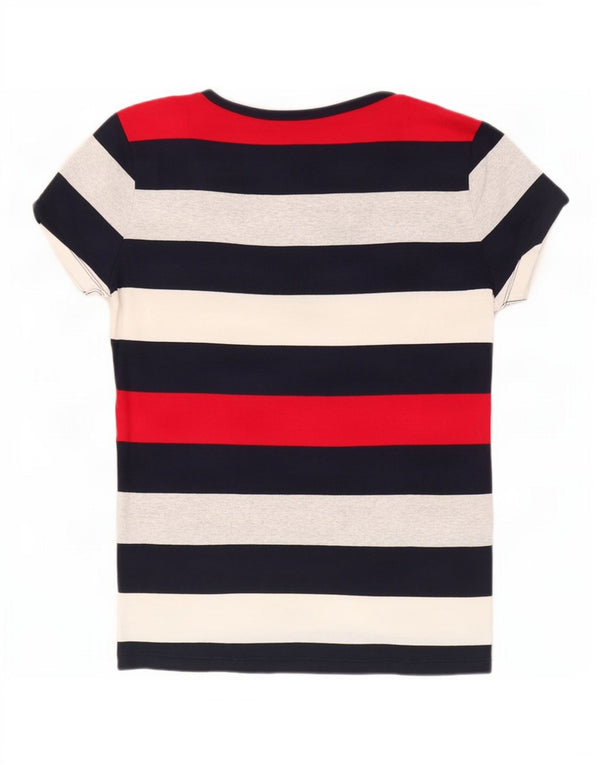 T-shirt da donna Tommy Hilfiger Top UK 14 grande cotone a righe blu navy