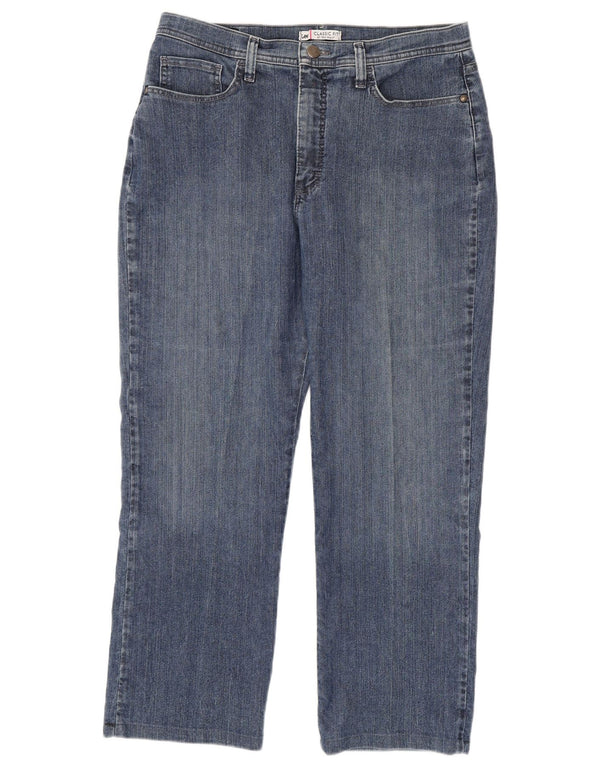 Jeans dritti a vita alta da donna Lee, vestibilità classica, US 14 XL W34 L27 Blu