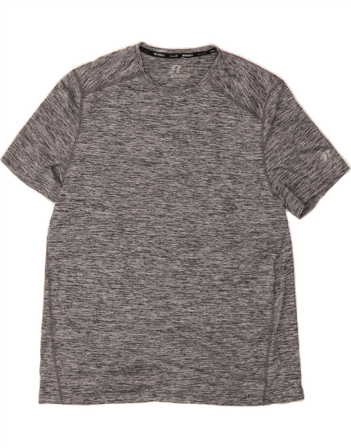 RUSSELL ATHLETIC Mens T-Shirt Top Large Grey Flecked Polyester Vintage Russell Athletic and Second-Hand Russell Athletic from Messina Hembry 