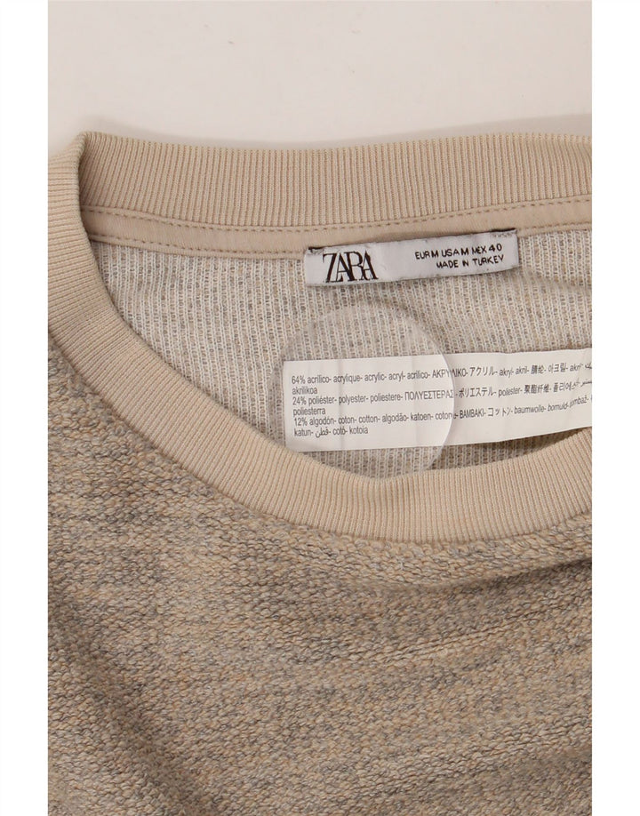 Felpa Oversize Da Donna ZARA Maglione UK 14 Acrilico puntinato grigio medio